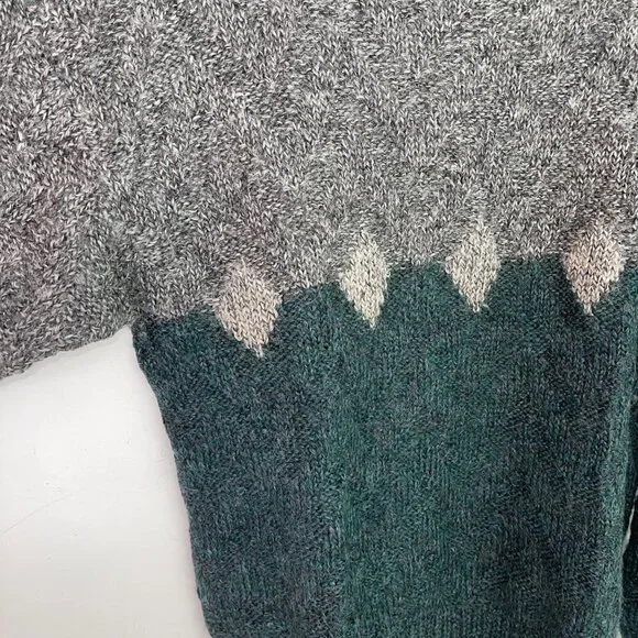 Valentino Uomo Mens Sweater Green Gray Size Medium Vintage Wool Mohair Nylon